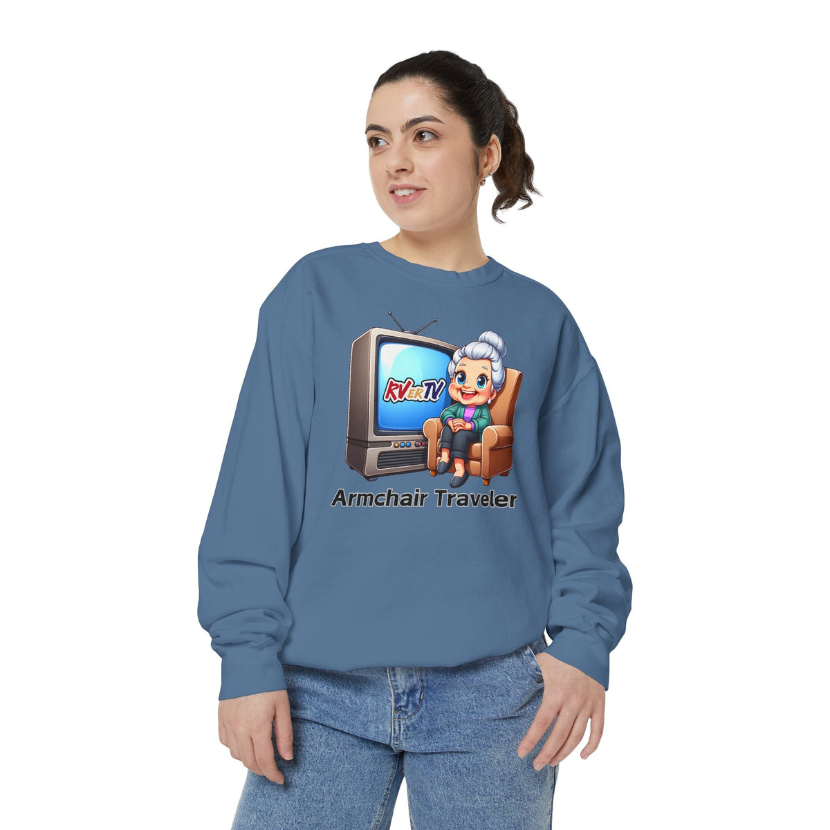 Armchair Traveler Grannie Sweatshirt (original design)