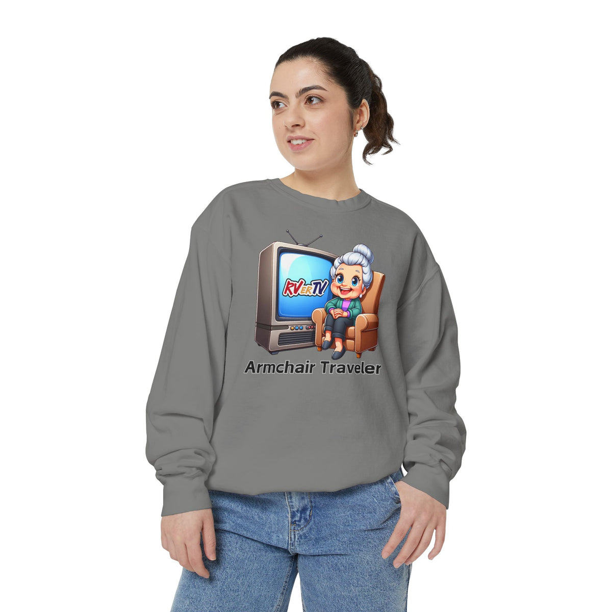 Armchair Traveler Grannie Sweatshirt (original design)