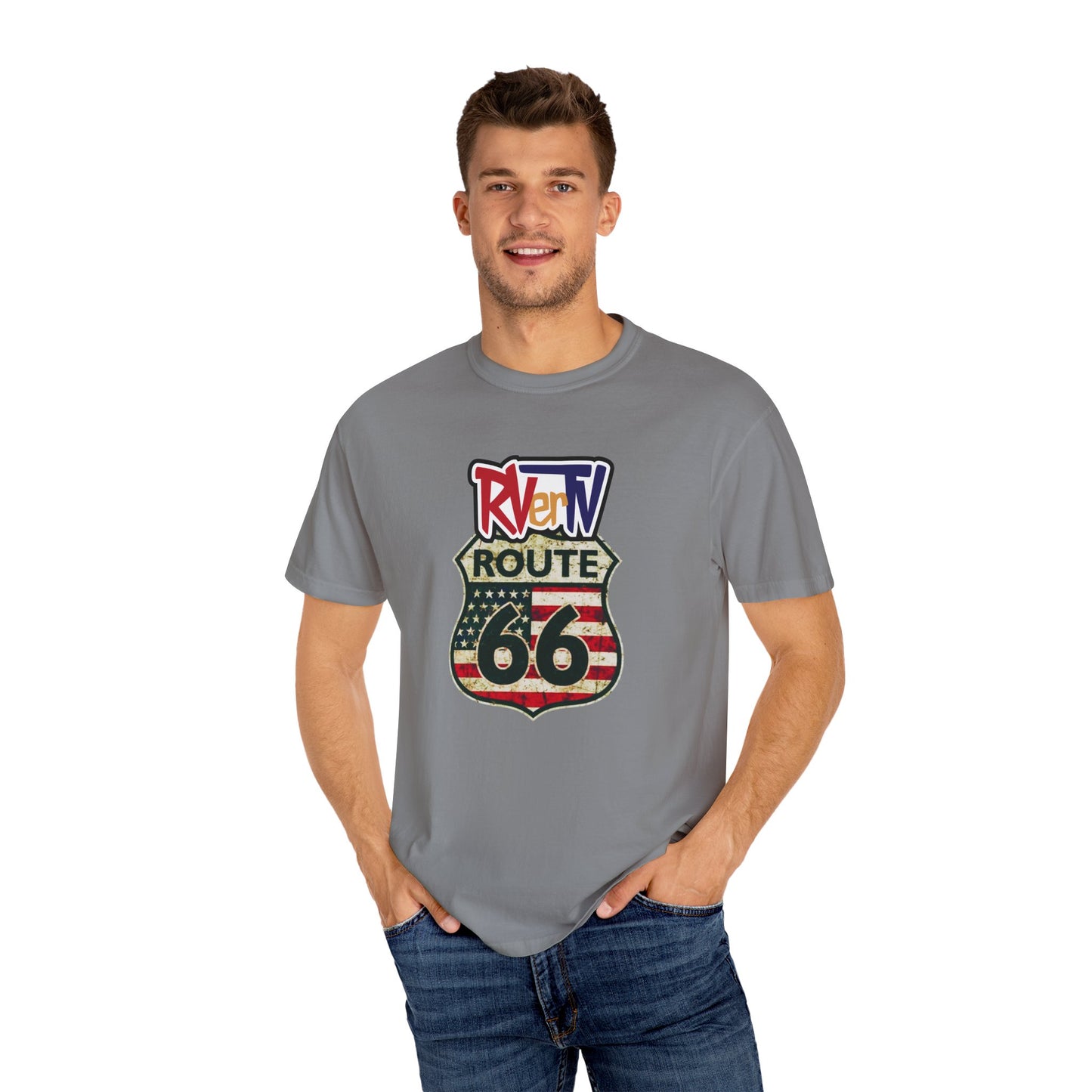Route 66 With Flag - T-shirt