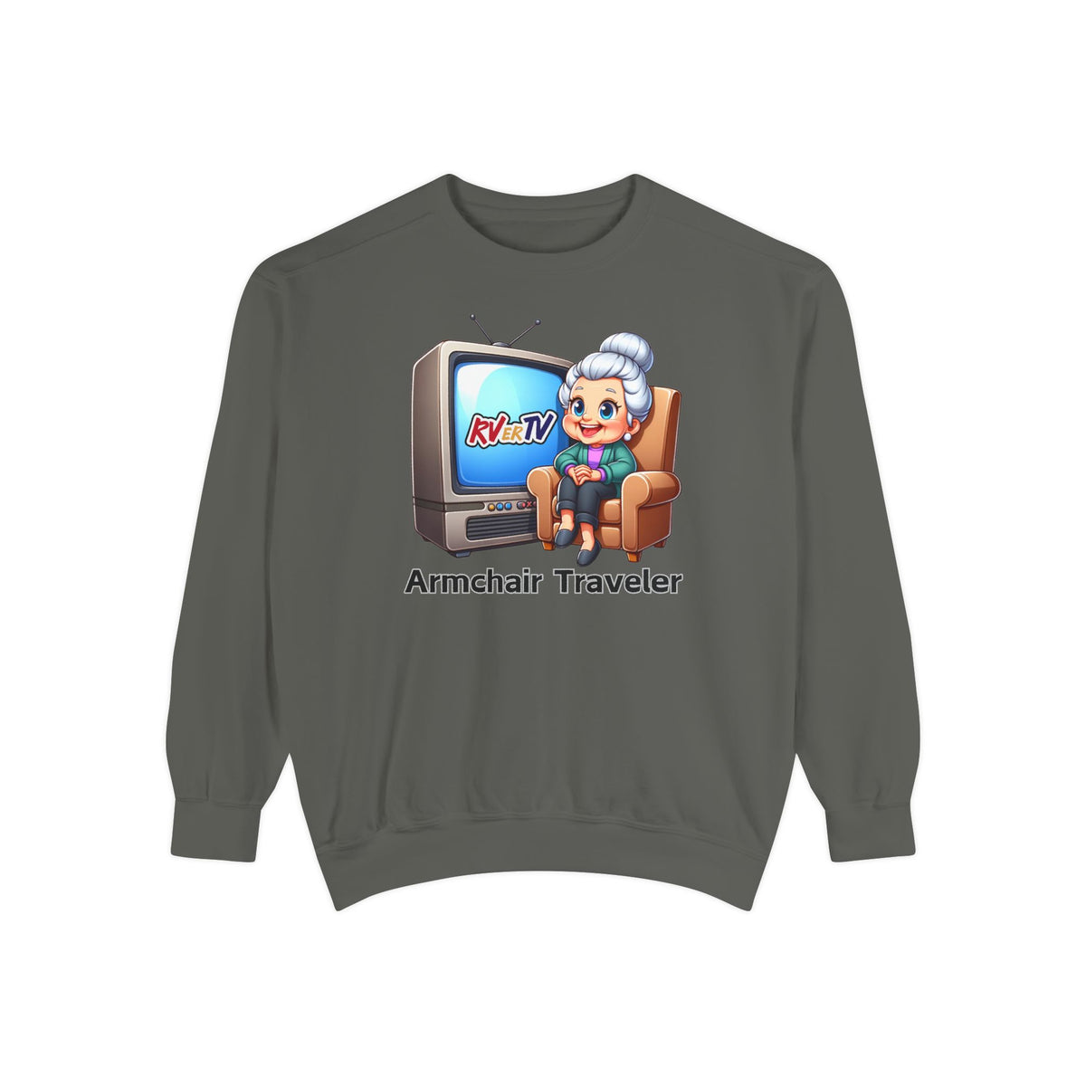 Armchair Traveler Grannie Sweatshirt (original design)