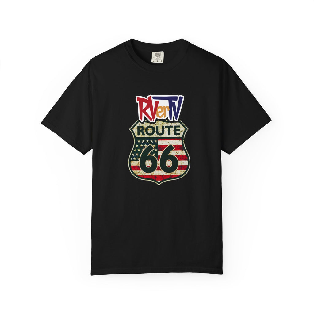 Route 66 With Flag - T-shirt