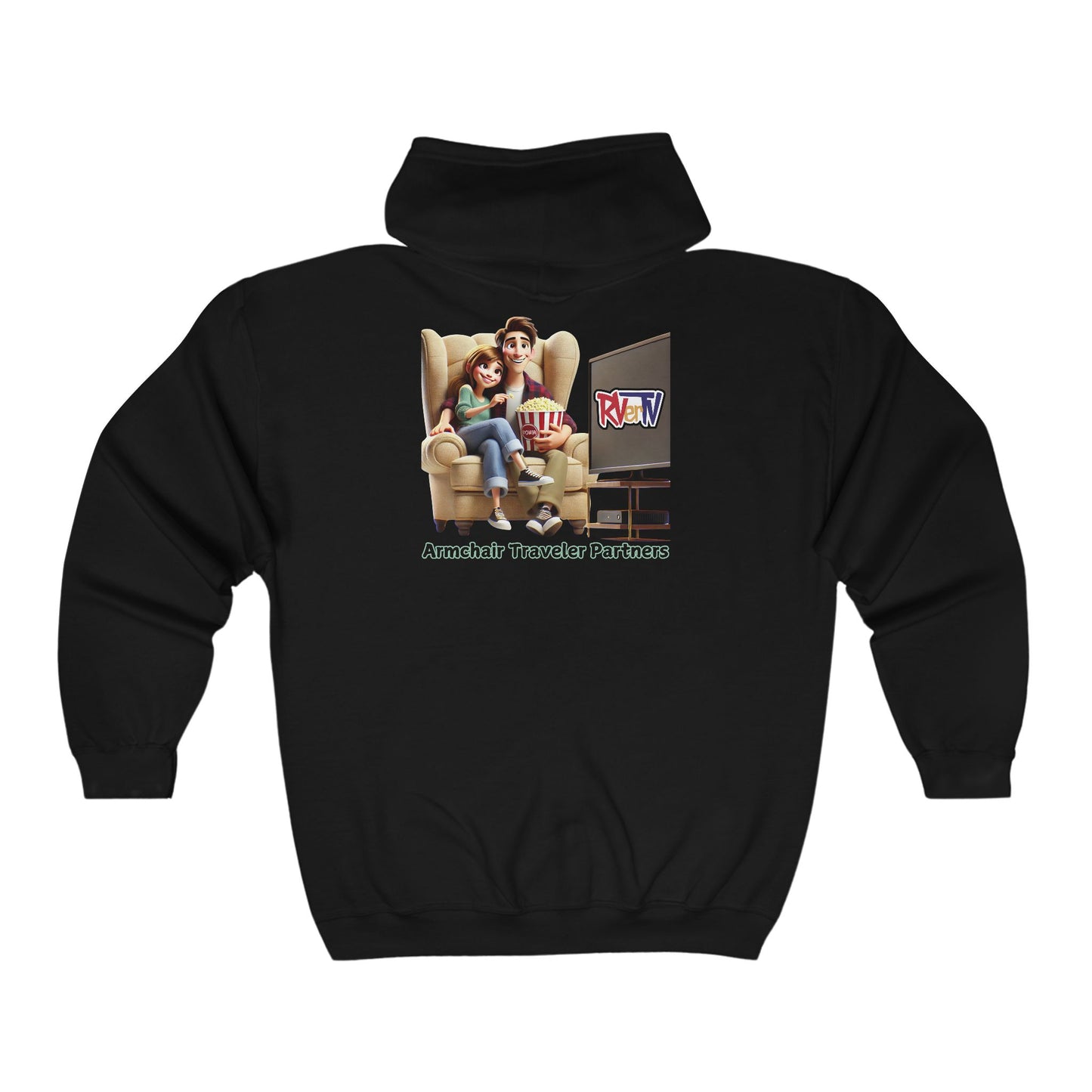 Armchair Traveler Partners (on back) - Full Zip Hooded Sweatshirt