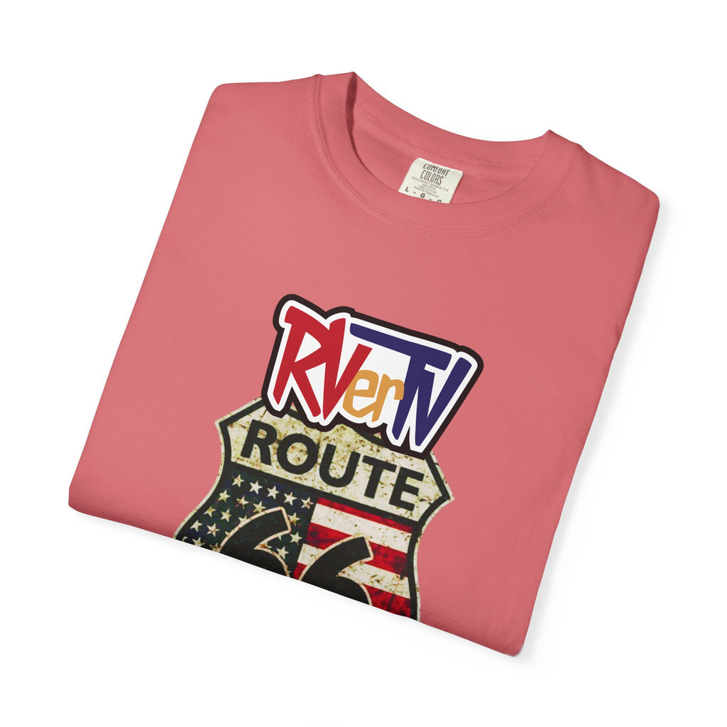 Route 66 With Flag - T-shirt