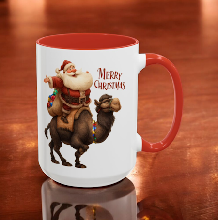 RVerTV Christmas Santa on Camel, Coffee Mug