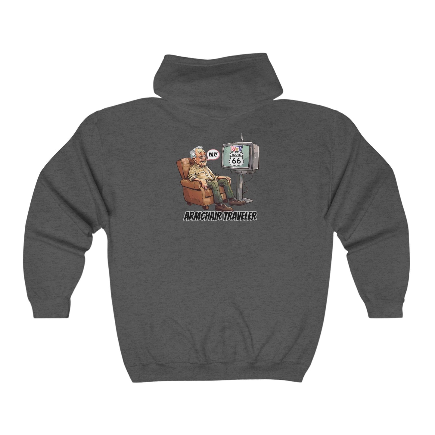 Armchair Traveler Grandpa (on Back) - Full Zip Hooded Sweatshirt