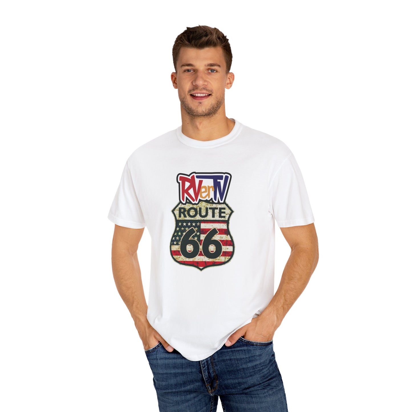 Route 66 With Flag - T-shirt