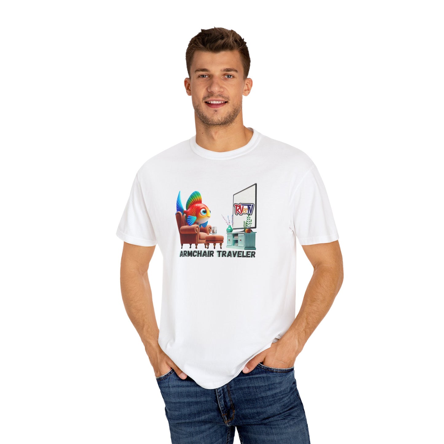 Armchair Traveler Fish - T-shirt (original design)