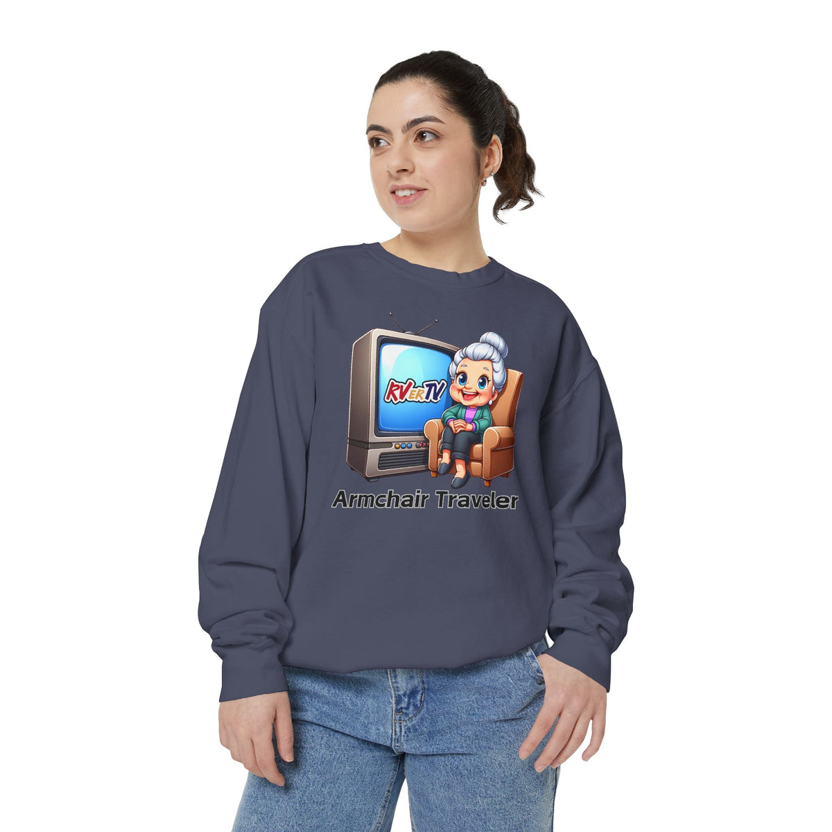 Armchair Traveler Grannie Sweatshirt (original design)