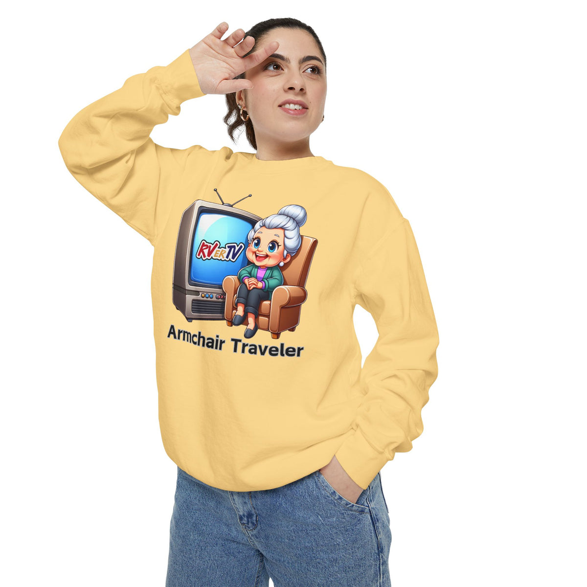 Armchair Traveler Grannie Sweatshirt (original design)