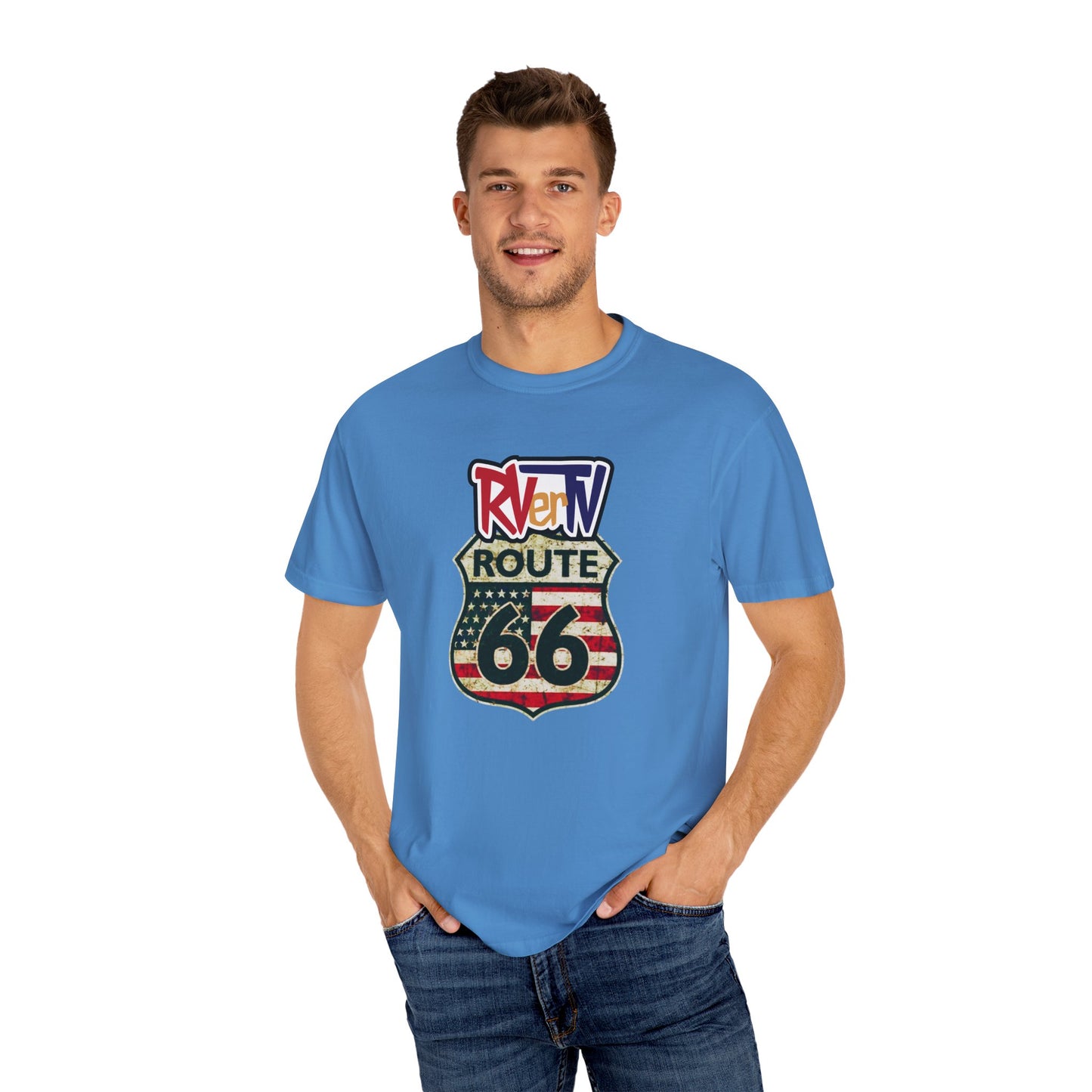 Route 66 With Flag - T-shirt