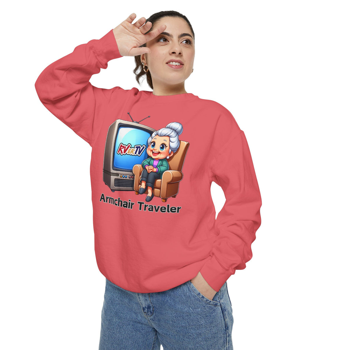 Armchair Traveler Grannie Sweatshirt (original design)