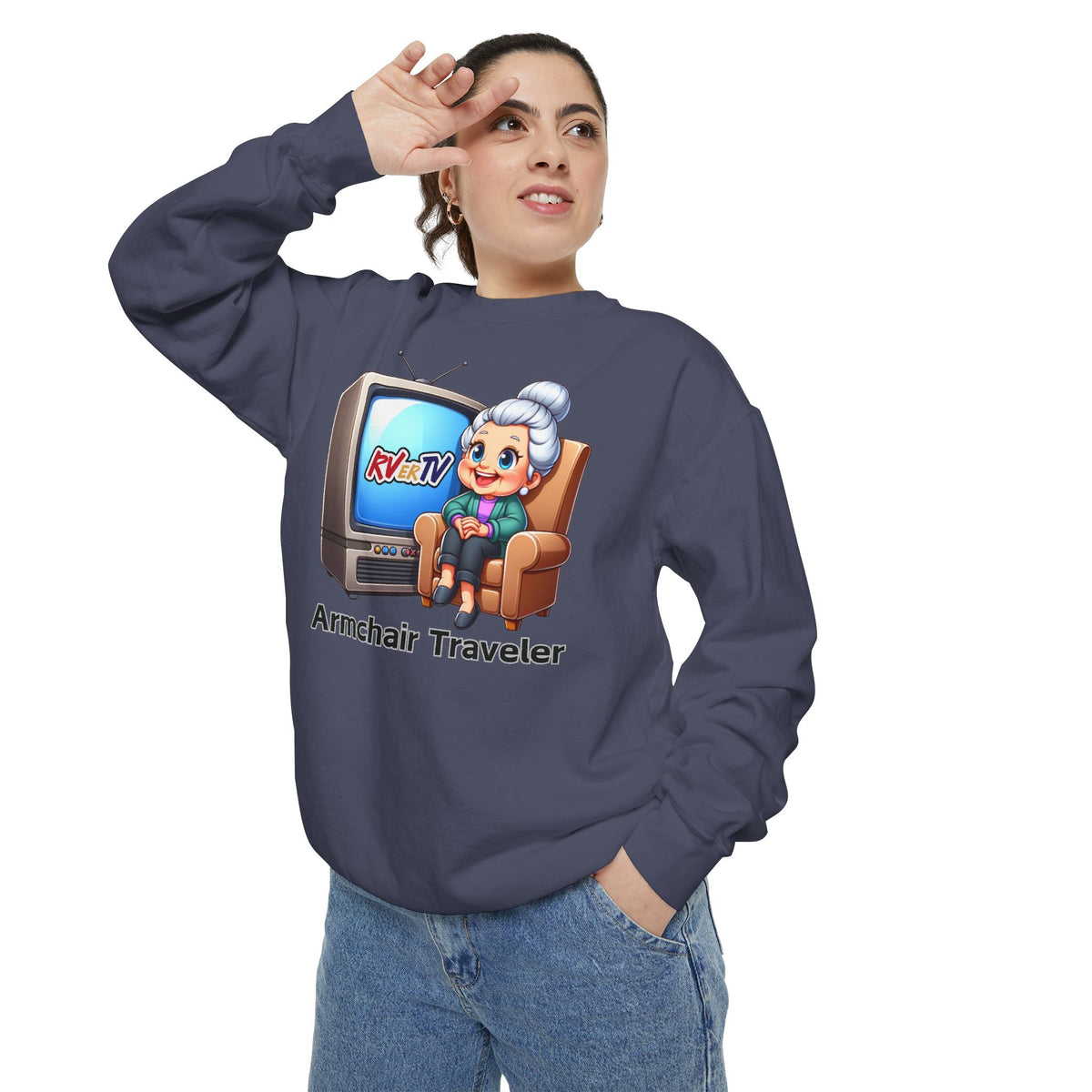 Armchair Traveler Grannie Sweatshirt (original design)