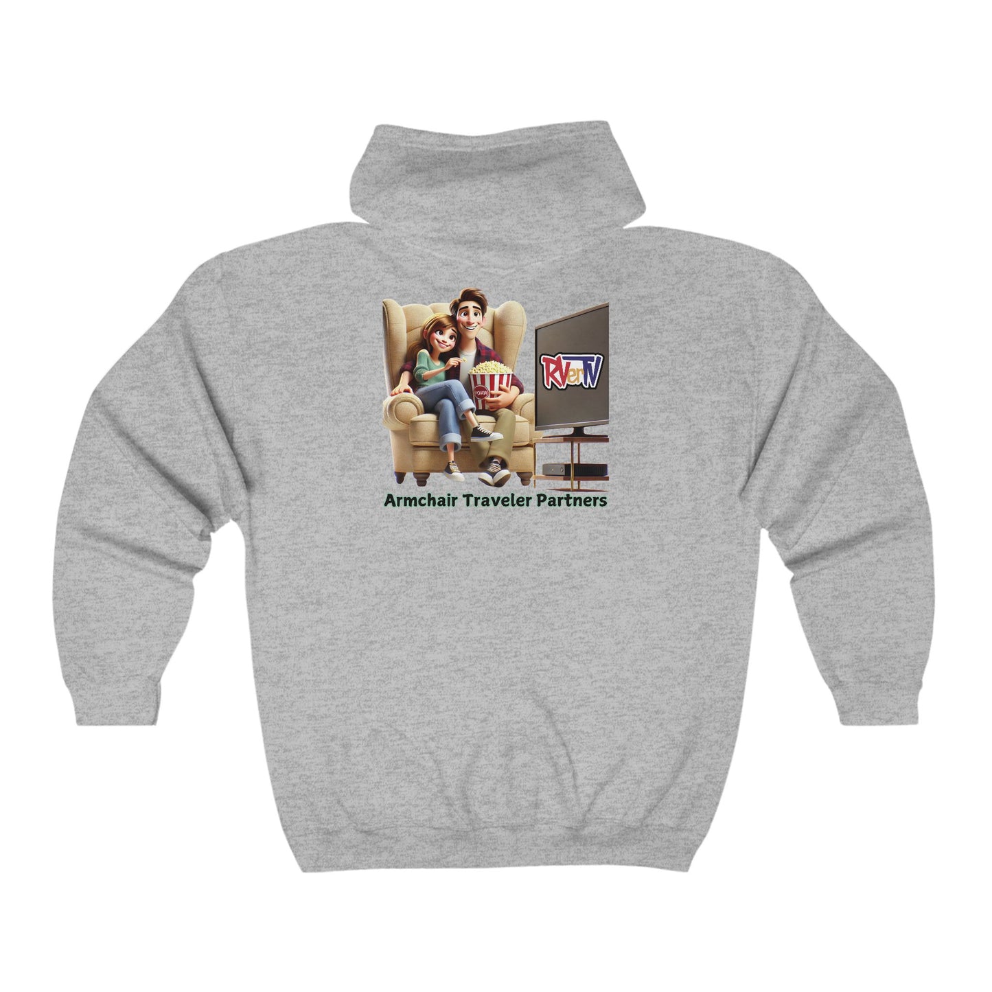 Armchair Traveler Partners (on back) - Full Zip Hooded Sweatshirt