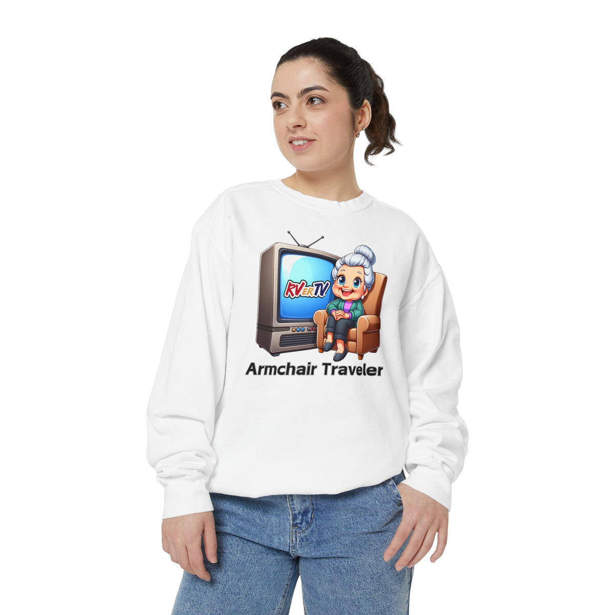 Armchair Traveler Grannie Sweatshirt (original design)