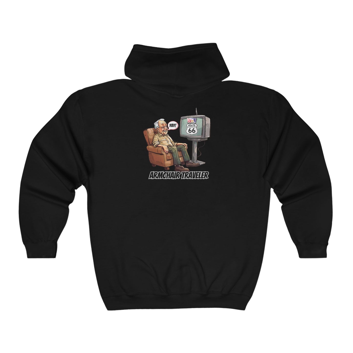 Armchair Traveler Grandpa (on Back) - Full Zip Hooded Sweatshirt