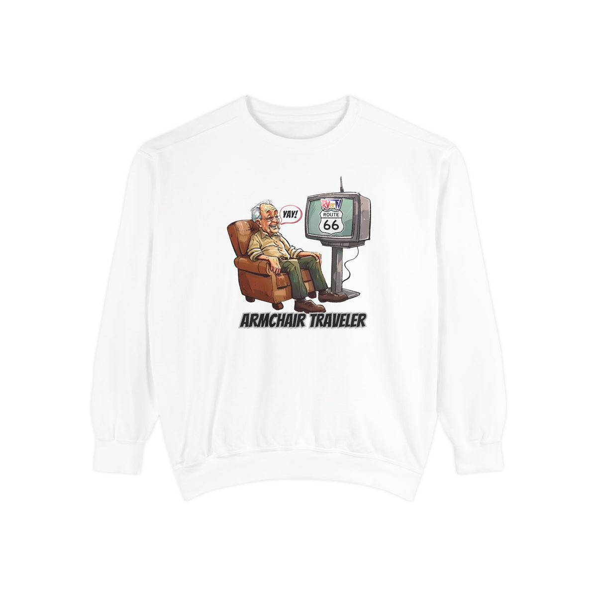 Armchair Traveler Grandpa Sweatshirt (original design)