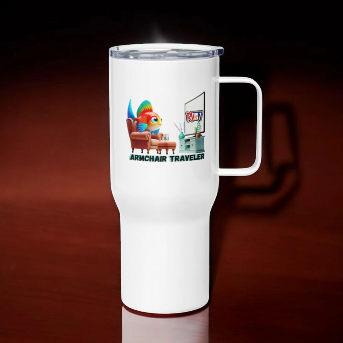 Armchair Traveler Fish - Travel Mug with Handle