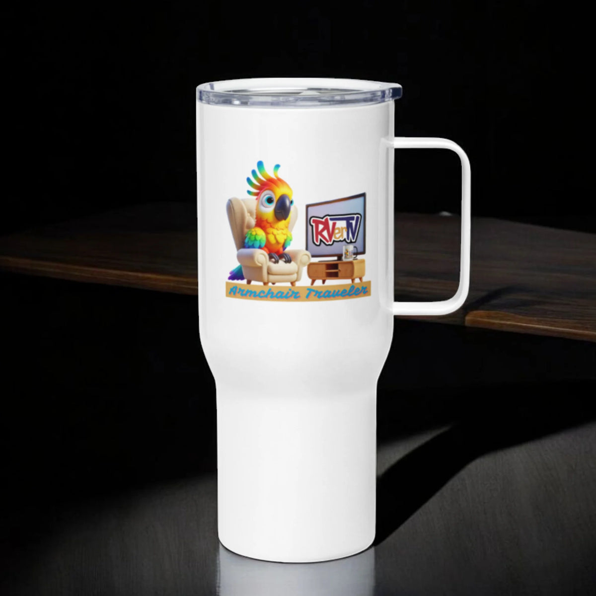 Armchair Traveler Bird - Travel Mug with Handle