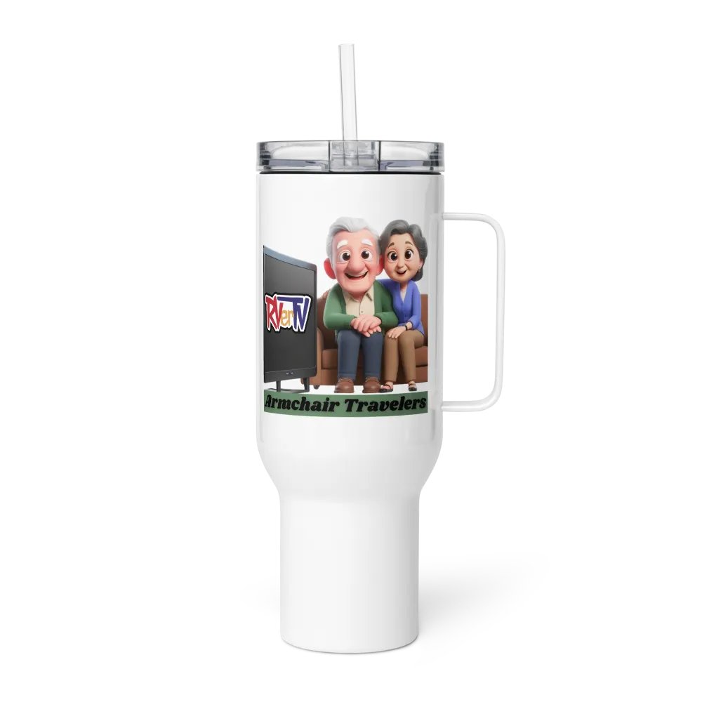 Armchair Traveler Couple - Travel Mug with Handle
