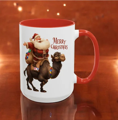 RVerTV Christmas Santa on Camel Coffee Mug