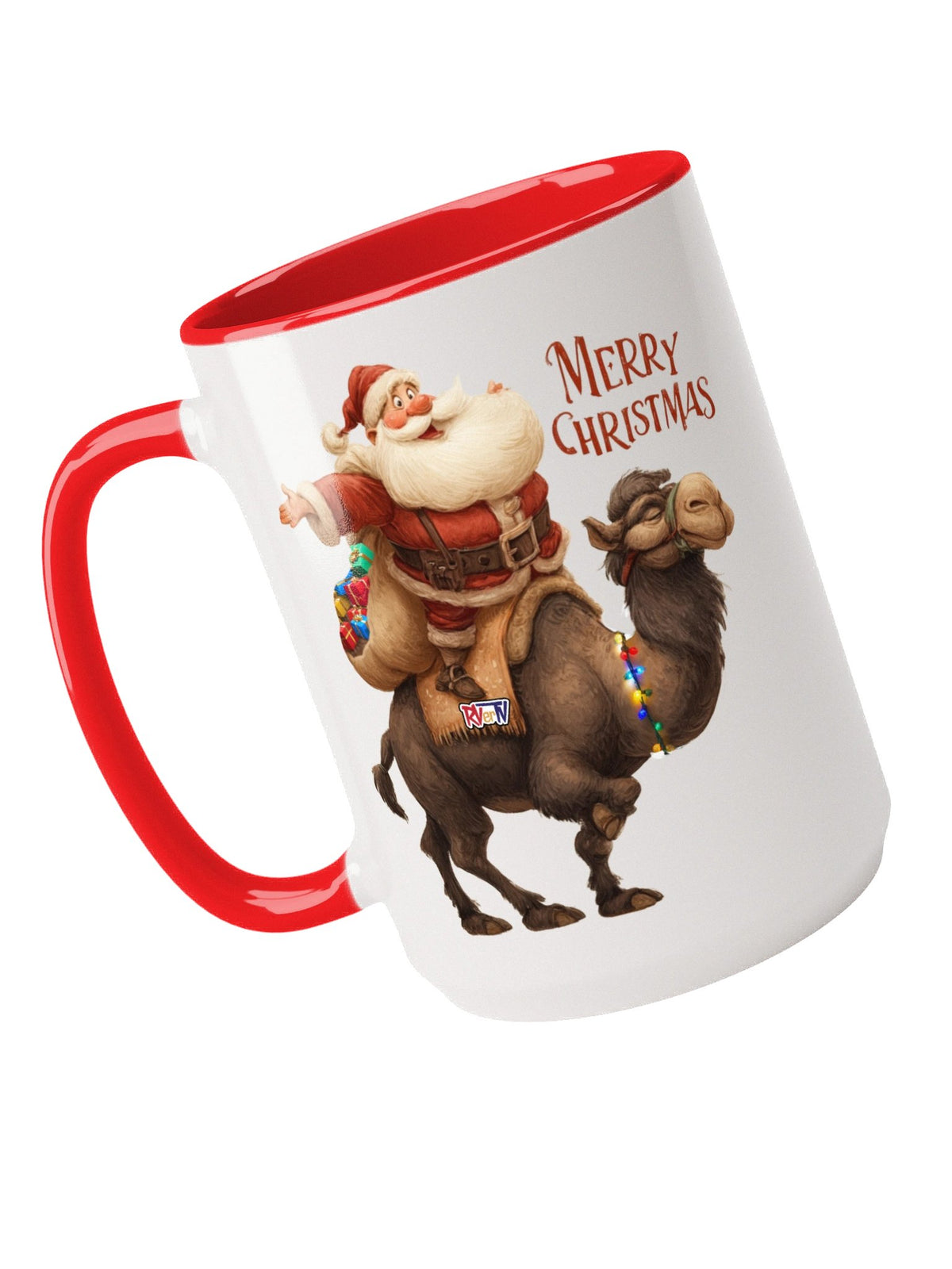 RVerTV Christmas Santa on Camel Coffee Mug