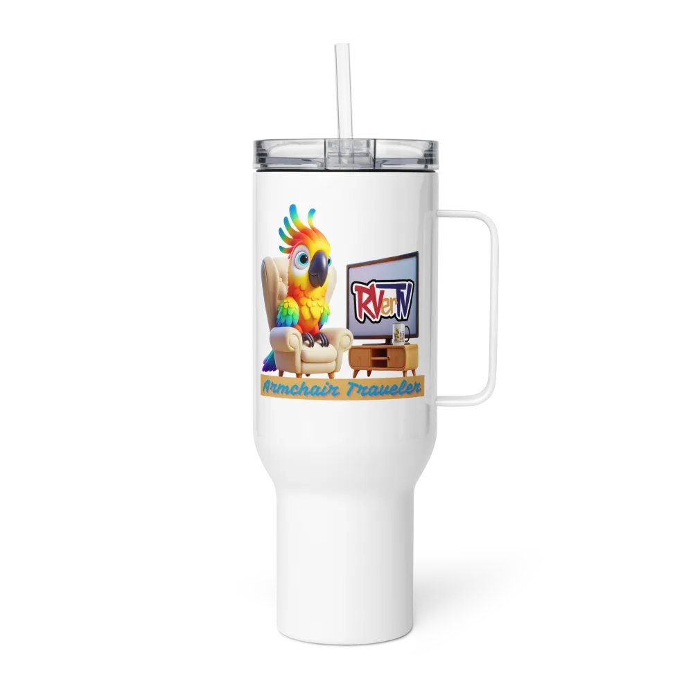 Armchair Traveler Bird - Travel Mug with Handle