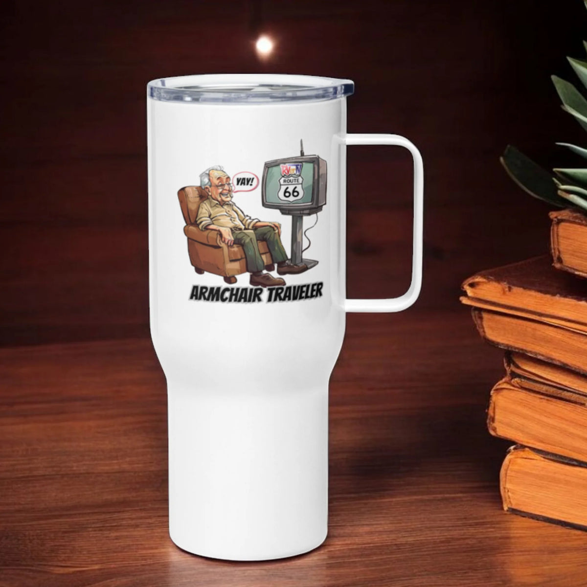 Armchair Traveler Grandpa - Travel Mug with Handle