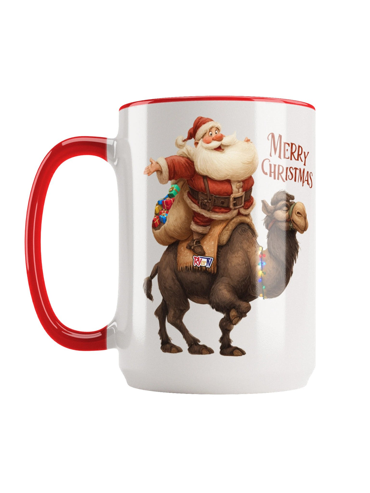 RVerTV Christmas Santa on Camel Coffee Mug